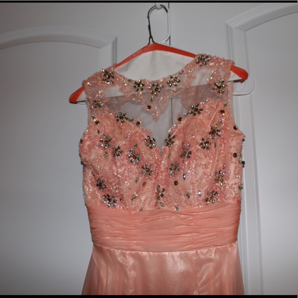 Cap sleeve floor length gown